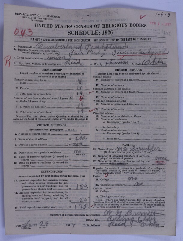 Scan of Cumberland Presbyterian Church: 950