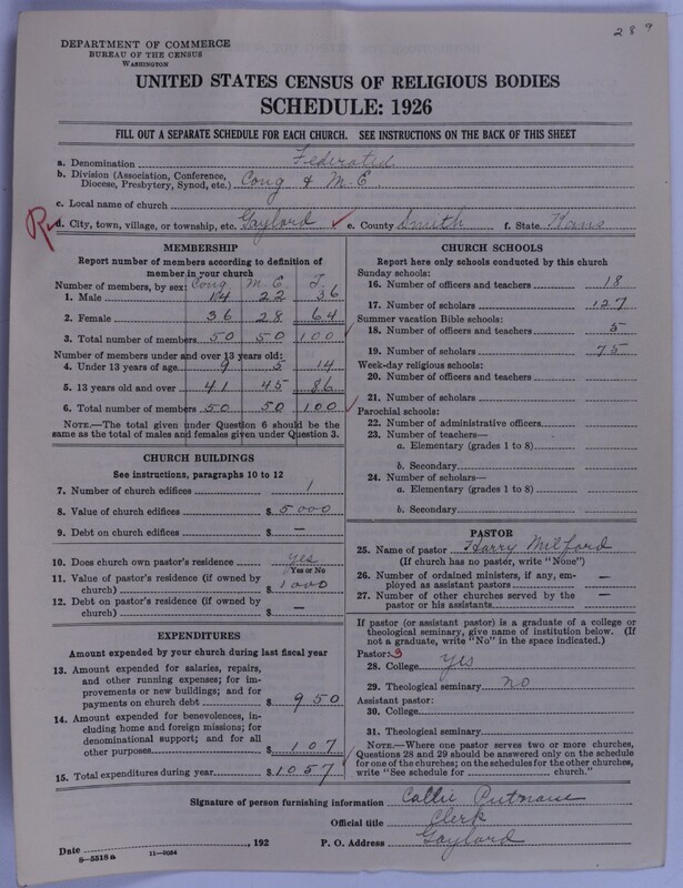 Scan of Federated Churches: 289