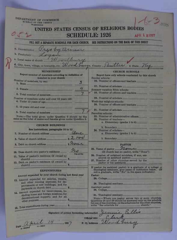 Scan of Cumberland Presbyterian Church: 208