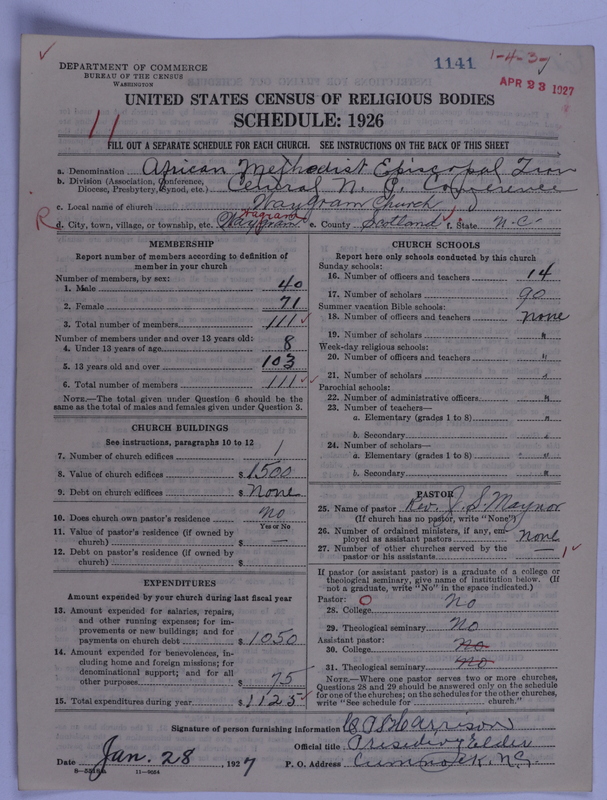 Scan of African Methodist Episcopal Zion Church: 1141