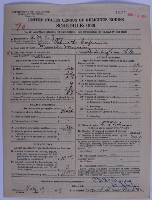 Scan of African Methodist Episcopal Zion Church: 1367