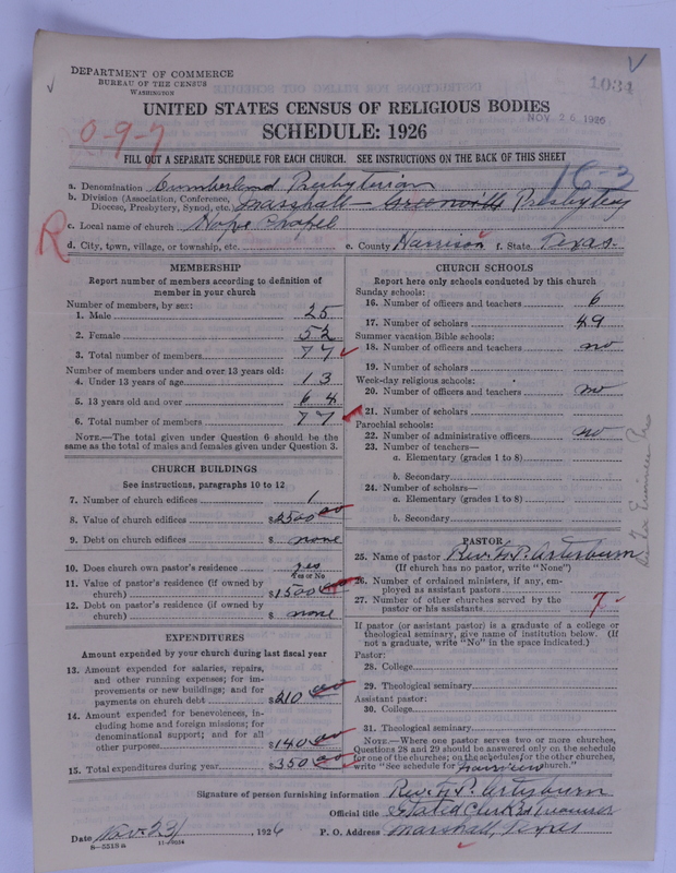 Scan of Cumberland Presbyterian Church: 1034