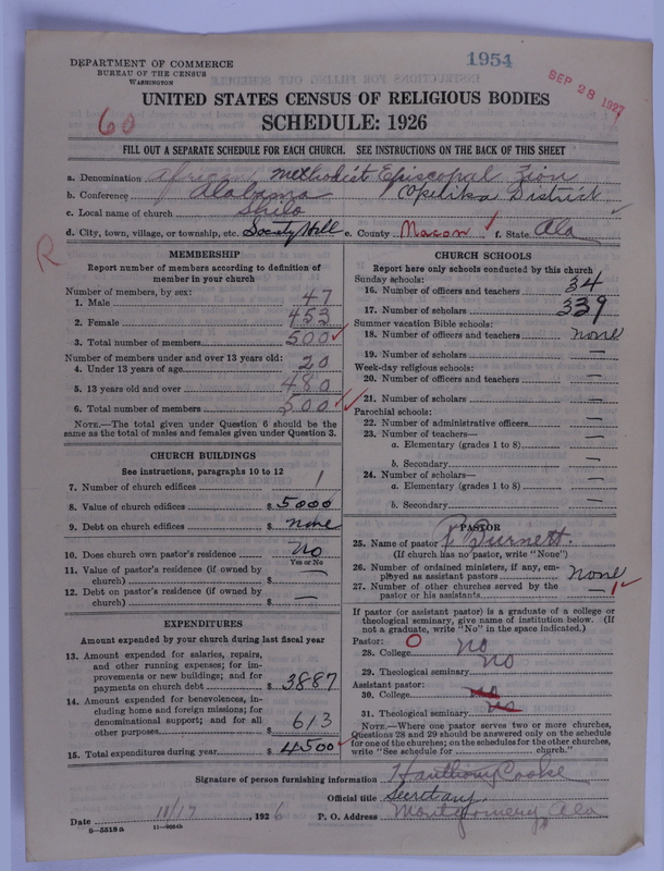Scan of African Methodist Episcopal Zion Church: 1954