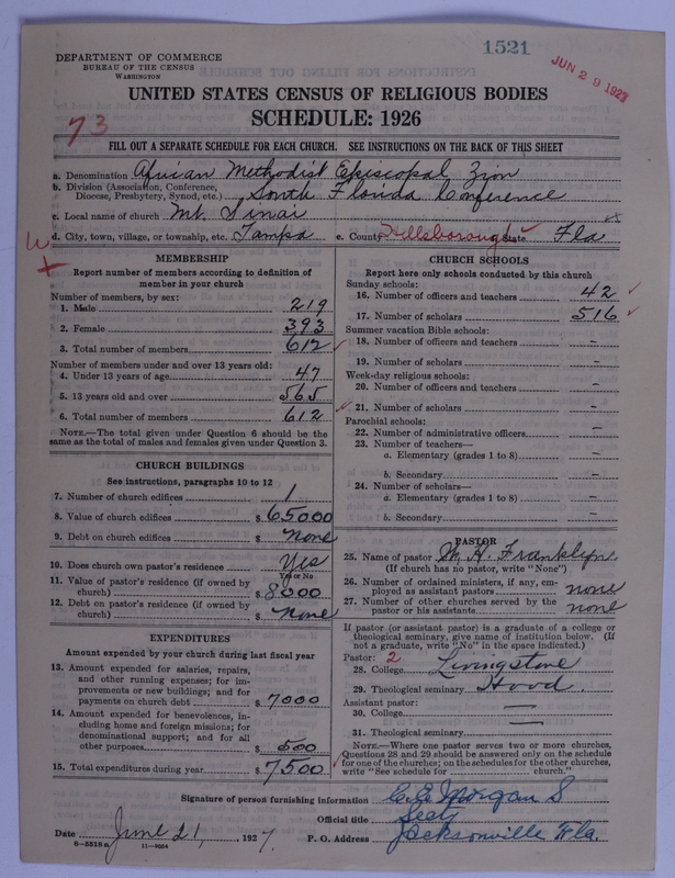 Scan of African Methodist Episcopal Zion Church: 1521