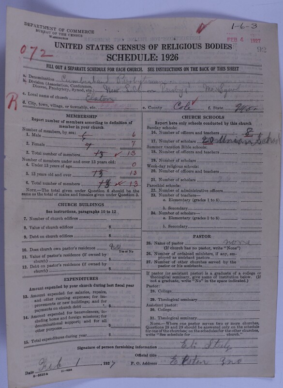 Scan of Cumberland Presbyterian Church: 92