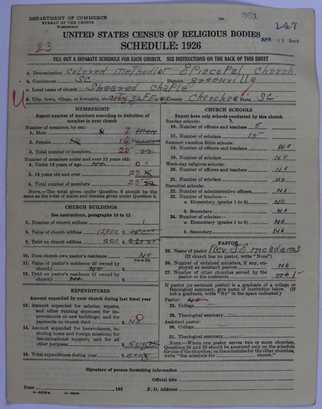 Scan of Colored Methodist Episcopal Church: 261