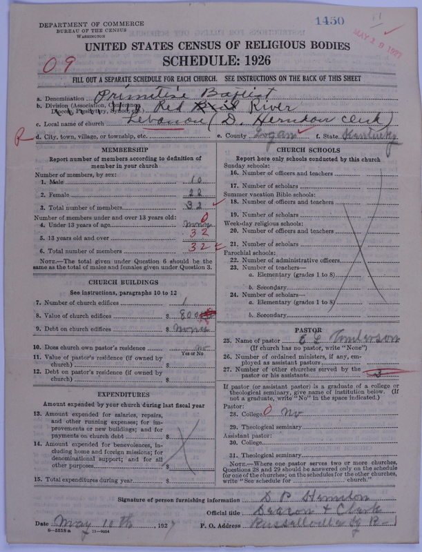 Scan of Primitive Baptists: 1450
