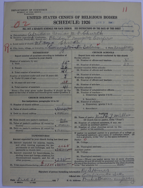Scan of African Union Methodist Protestant Church: 11