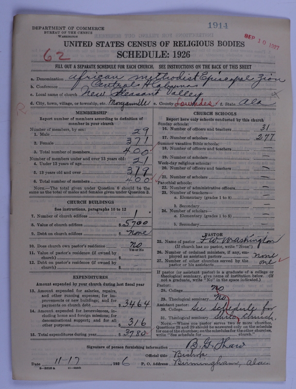 Scan of African Methodist Episcopal Zion Church: 1914