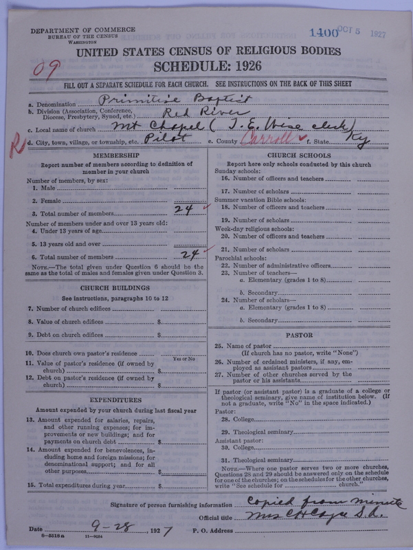 Scan of Primitive Baptists: 1400