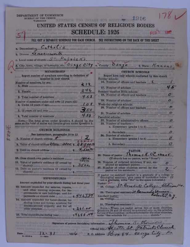 Scan of Roman Catholic Church: 1916