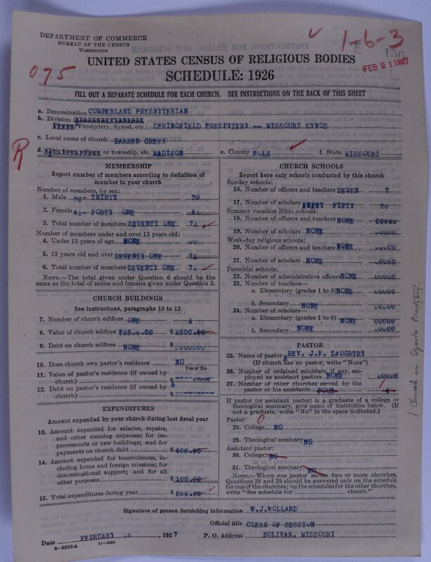 Scan of Cumberland Presbyterian Church: 156