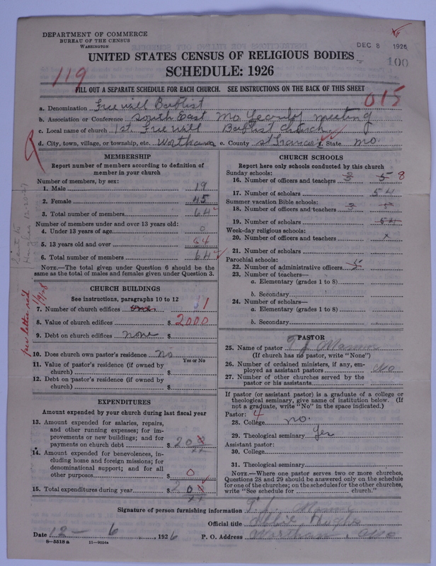 Scan of Free Will Baptists: 100