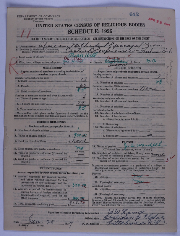 Scan of African Methodist Episcopal Zion Church: 612