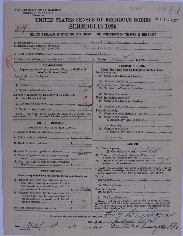 Scan of Church of the United Brethren in Christ: 2540