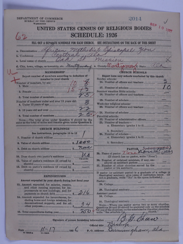 Scan of African Methodist Episcopal Zion Church: 2014