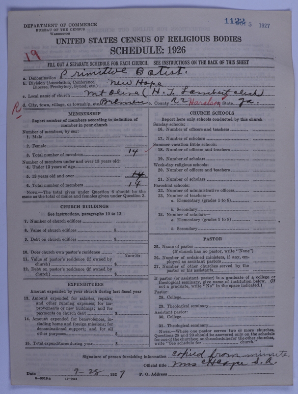 Scan of Primitive Baptists: 1122