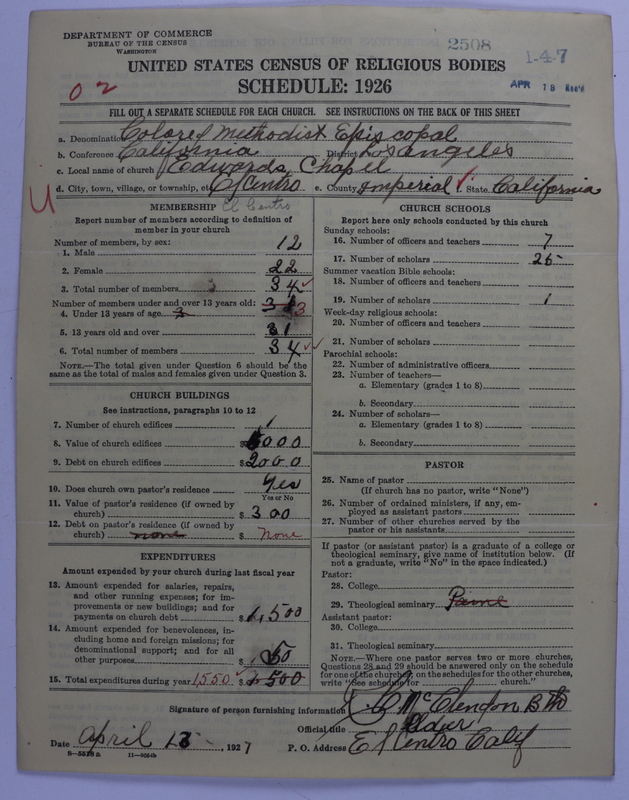 Scan of Colored Methodist Episcopal Church: 2508