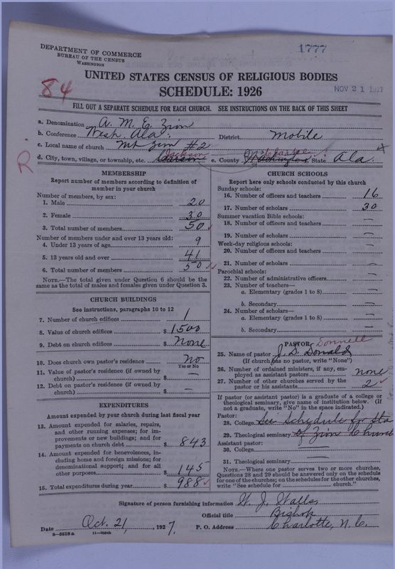 Scan of African Methodist Episcopal Zion Church: 1777