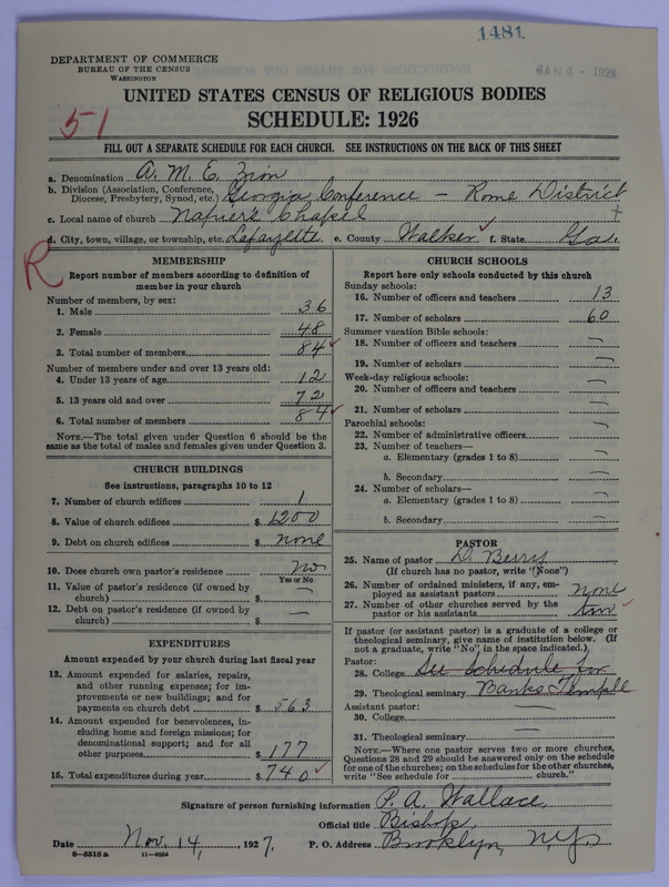 Scan of African Methodist Episcopal Zion Church: 1481