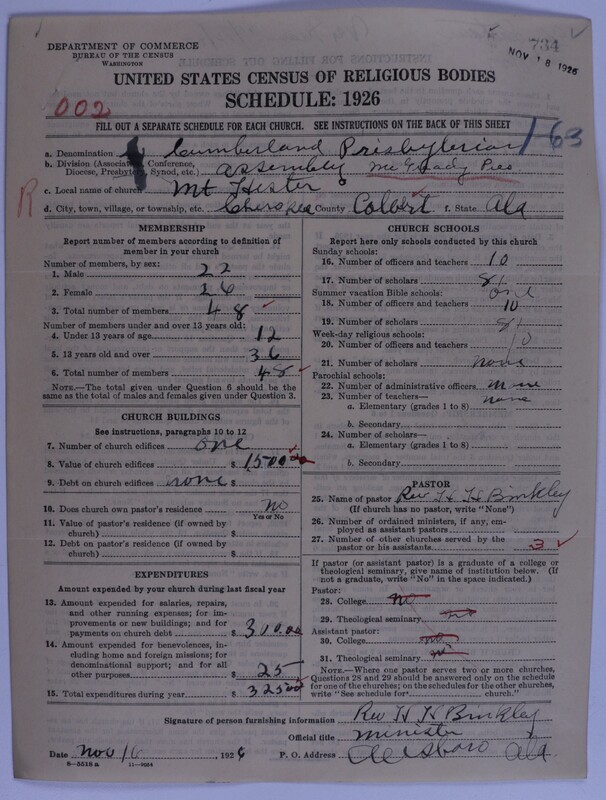 Scan of Cumberland Presbyterian Church: 734