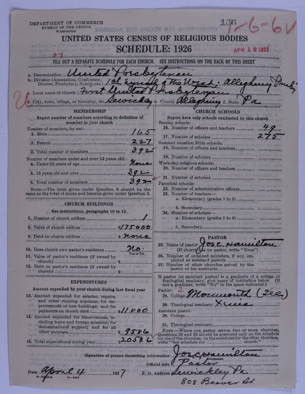Scan of United Presbyterian Church of North America: 136