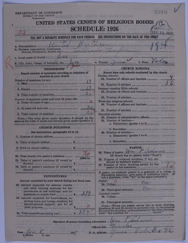 Scan of Church of the United Brethren in Christ: 2919