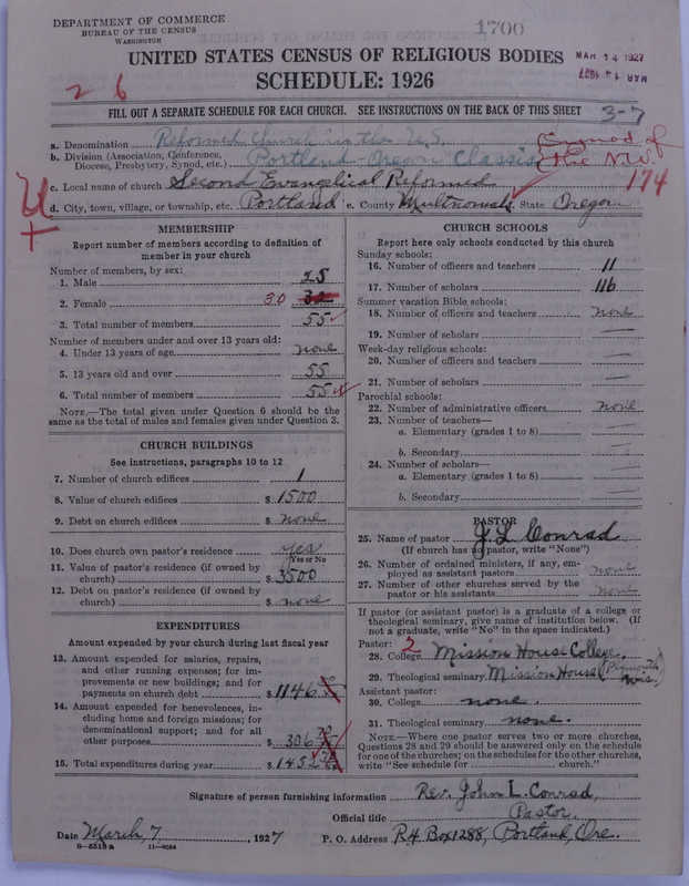 Scan of Reformed Church in the United States: 1700