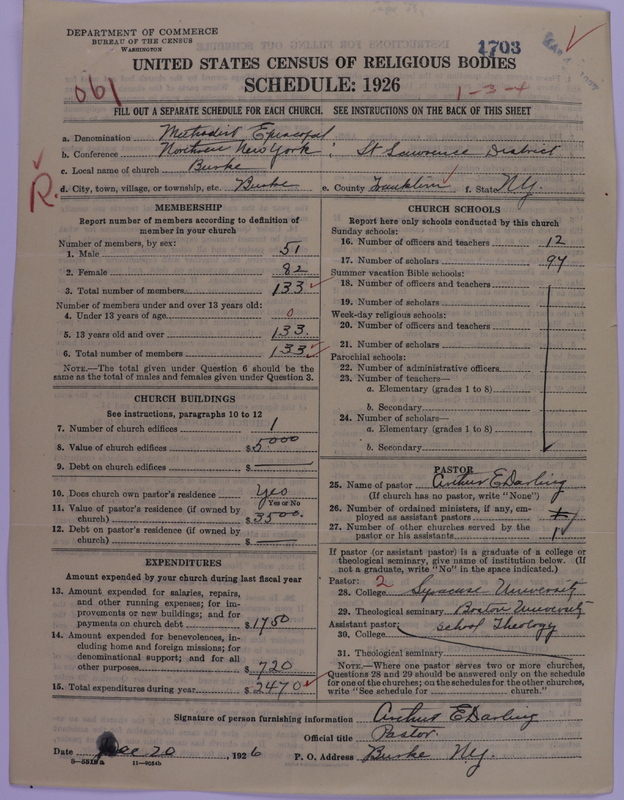 Scan of Methodist Episcopal Church: 1703