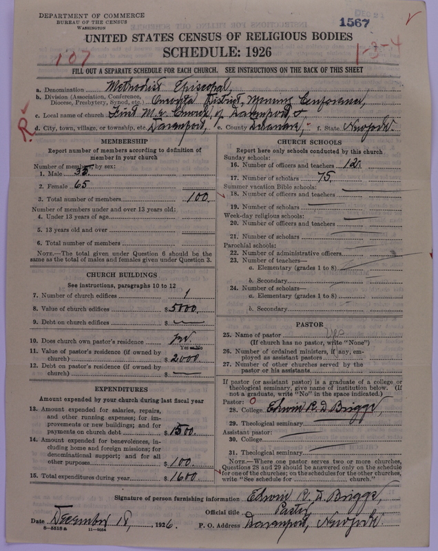 Scan of Methodist Episcopal Church: 1567