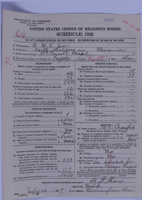 Scan of African Methodist Episcopal Zion Church: 1837
