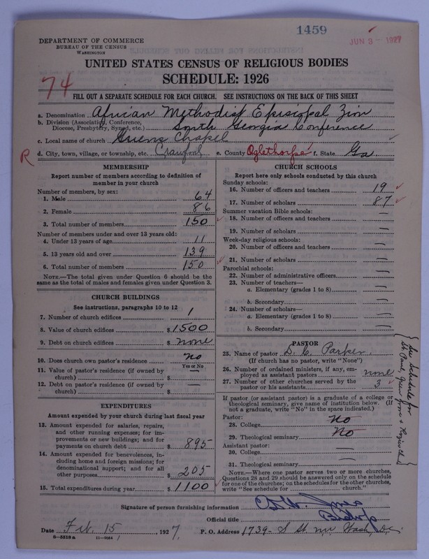 Scan of African Methodist Episcopal Zion Church: 1459