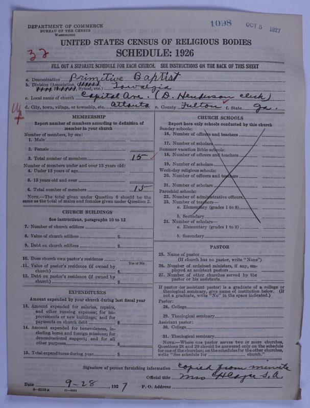 Scan of Primitive Baptists: 1098