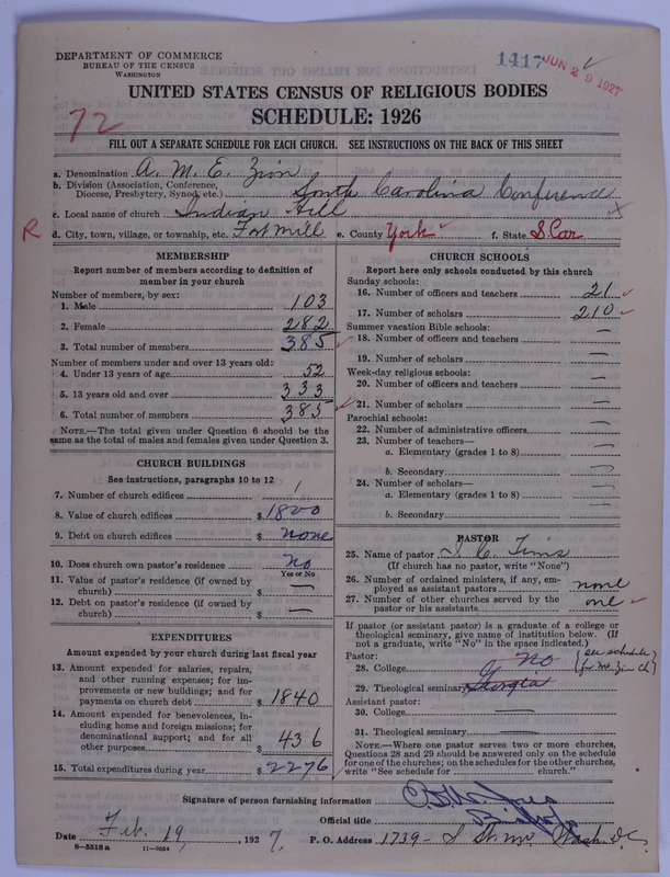 Scan of African Methodist Episcopal Zion Church: 1417