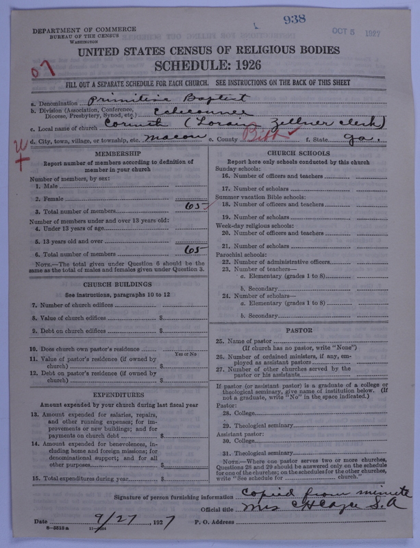 Scan of Primitive Baptists: 938