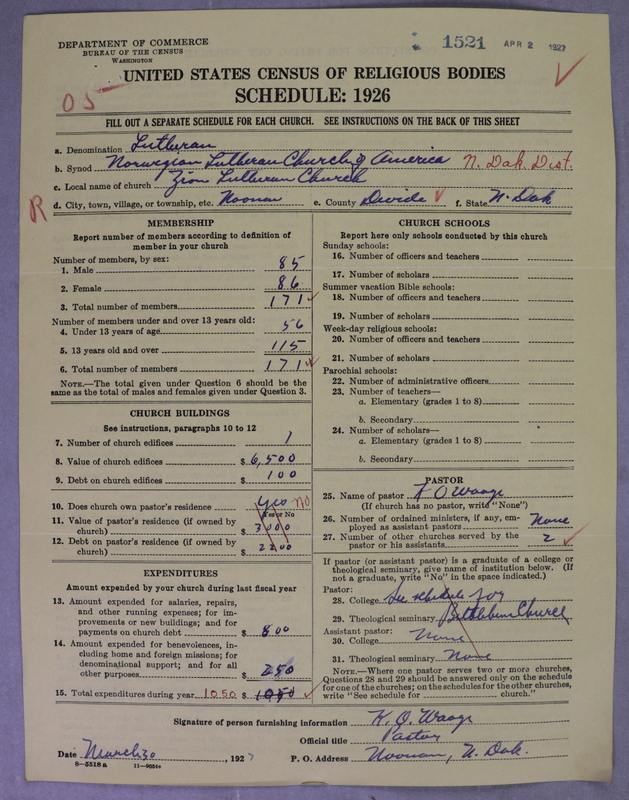 Scan of Norwegian Lutheran Church of America: 1521