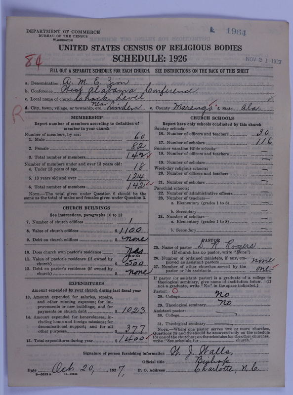 Scan of African Methodist Episcopal Zion Church: 1964