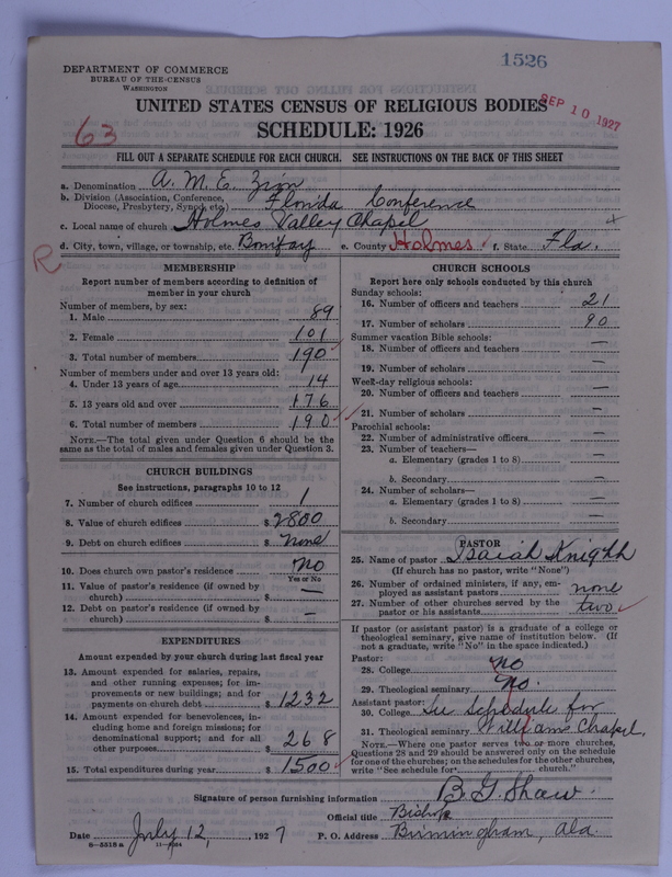 Scan of African Methodist Episcopal Zion Church: 1526