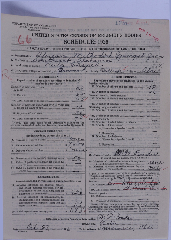 Scan of African Methodist Episcopal Zion Church: 1731