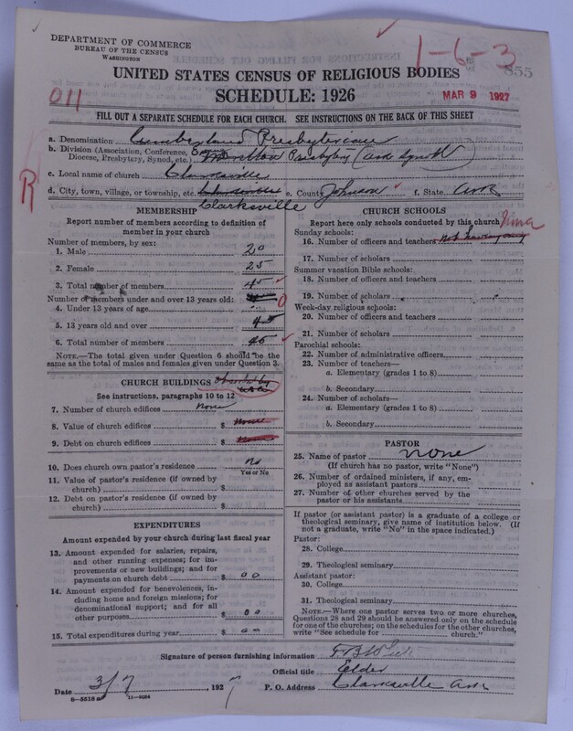 Scan of Cumberland Presbyterian Church: 855