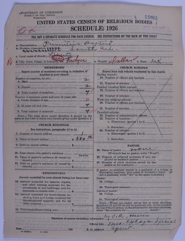 Scan of Primitive Baptists: 1982