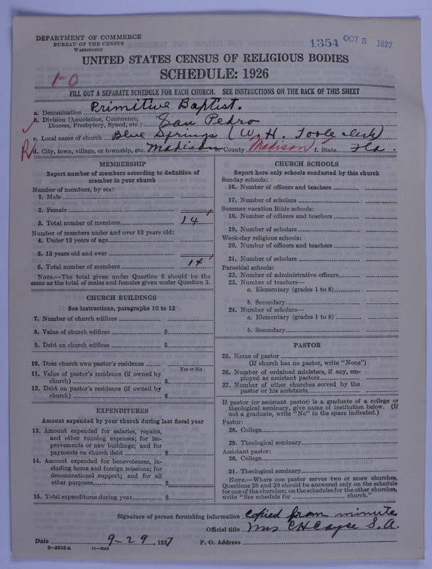 Scan of Primitive Baptists: 1354