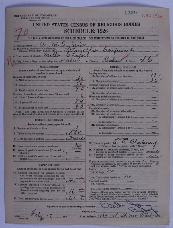 Scan of African Methodist Episcopal Zion Church: 1309