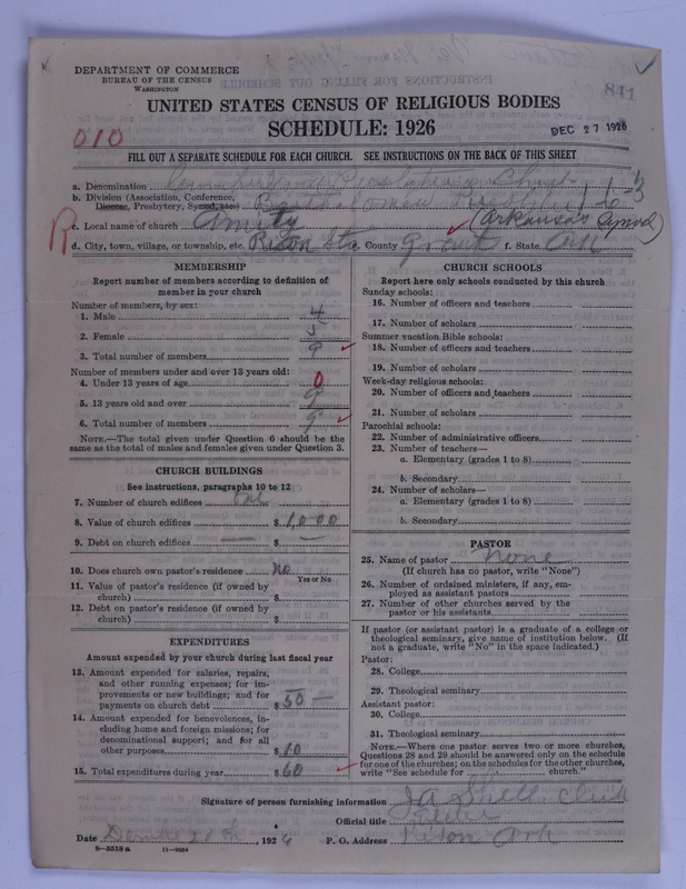 Scan of Cumberland Presbyterian Church: 841