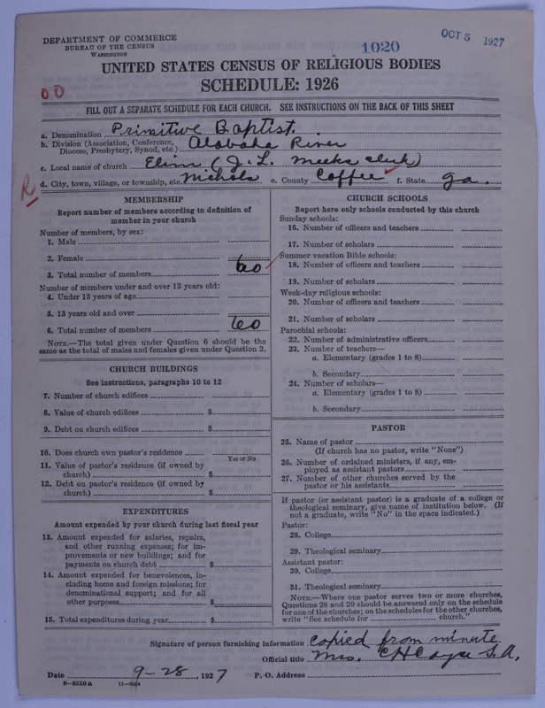 Scan of Primitive Baptists: 1020
