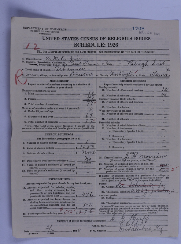 Scan of African Methodist Episcopal Zion Church: 1708