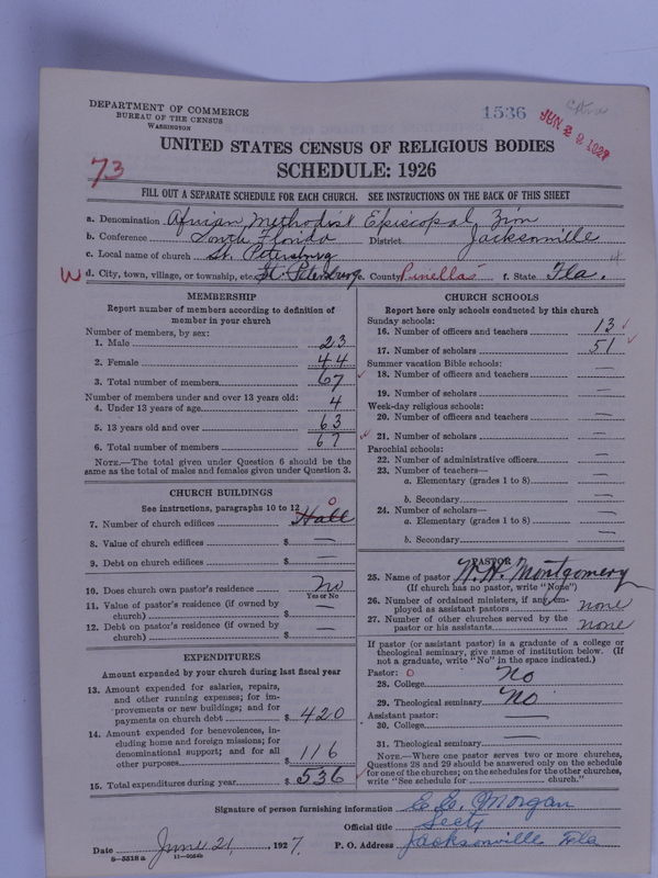 Scan of African Methodist Episcopal Zion Church: 1536