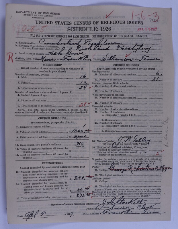 Scan of Cumberland Presbyterian Church: 705