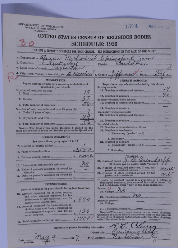 Scan of African Methodist Episcopal Zion Church: 1574