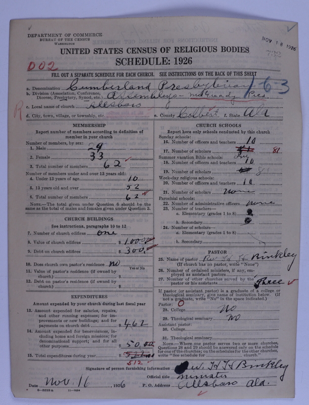 Scan of Cumberland Presbyterian Church: 732